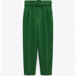 Zara pants with fabric-covered belt